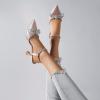 imageRIBONGZ Womens Wedding Shoes Glitter Sparkly Pointed Toe Strappy High Heels Sexy Ankle Strap Pumps Bridal Party Work Dress ShoesXmwyzapricot