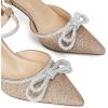 imageRIBONGZ Womens Wedding Shoes Glitter Sparkly Pointed Toe Strappy High Heels Sexy Ankle Strap Pumps Bridal Party Work Dress ShoesXmwyzgold