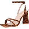 imageRIBONGZ Block Heels Prom Heeled Sandals for Women Chunky Square Open Toe Strappy High Heels Ankle Strap Wedding Bridal Shoes High Heel Sandals for Party DressLeopard