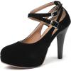 imageRIBONGZ Closed Toe Platform High Heels Strappy Heels for Women Pumps Sexy Summer Comfortable 4 inch Stiletto Wedding HeelsBlack