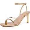 imageRIBONGZ Gold High Strappy Heels For Womens Square Open Toe Ankle Strap Heels Stiletto Heels for Wedding Prom Party Dress ShoesAnkle Strap Gold