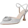imageRIBONGZ Womens Wedding Shoes Glitter Sparkly Pointed Toe Strappy High Heels Sexy Ankle Strap Pumps Bridal Party Work Dress ShoesHeartgltsilver