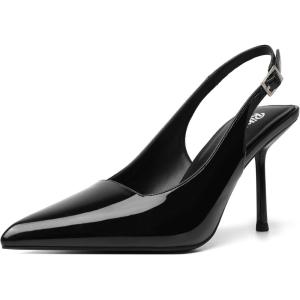 imageRIBONGZ Sexy Slingback Pumps Elegant Dressy Heels for Women Closed Toe Pointy High Heels Wedding Bride Prom Party Evening ShoesBlack