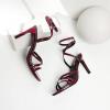 imageRIBONGZ Comfortable Kitten Heels Sexy Lace Up Heeled Sandals for Women Pointed Toe Strappy Heels Vacation Sandals Wedding Bride Party Prom Dress ShoesBurgundy