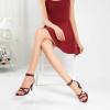 imageRIBONGZ Comfortable Kitten Heels Sexy Lace Up Heeled Sandals for Women Pointed Toe Strappy Heels Vacation Sandals Wedding Bride Party Prom Dress ShoesBurgundy