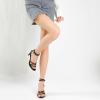imageRIBONGZ Comfortable Kitten Heels Sexy Lace Up Heeled Sandals for Women Pointed Toe Strappy Heels Vacation Sandals Wedding Bride Party Prom Dress ShoesBlack
