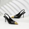 imageRIBONGZ Sexy Slingback Pumps Elegant Dressy Heels for Women Closed Toe Pointy High Heels Wedding Bride Prom Party Evening ShoesBlackgold