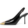 imageRIBONGZ Sexy Slingback Pumps Elegant Dressy Heels for Women Closed Toe Pointy High Heels Wedding Bride Prom Party Evening ShoesBlackgold