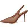 imageRIBONGZ Sexy Slingback Pumps Elegant Dressy Heels for Women Closed Toe Pointy High Heels Wedding Bride Prom Party Evening ShoesBrown Mesh