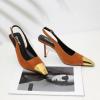 imageRIBONGZ Sexy Slingback Pumps Elegant Dressy Heels for Women Closed Toe Pointy High Heels Wedding Bride Prom Party Evening ShoesBrowngold