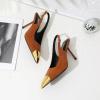 imageRIBONGZ Sexy Slingback Pumps Elegant Dressy Heels for Women Closed Toe Pointy High Heels Wedding Bride Prom Party Evening ShoesBrowngold