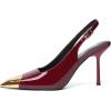 imageRIBONGZ Sexy Slingback Pumps Elegant Dressy Heels for Women Closed Toe Pointy High Heels Wedding Bride Prom Party Evening ShoesBurgundygold