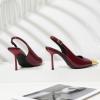 imageRIBONGZ Sexy Slingback Pumps Elegant Dressy Heels for Women Closed Toe Pointy High Heels Wedding Bride Prom Party Evening ShoesBurgundygold