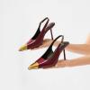 imageRIBONGZ Sexy Slingback Pumps Elegant Dressy Heels for Women Closed Toe Pointy High Heels Wedding Bride Prom Party Evening ShoesBurgundygold
