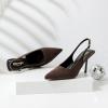 imageRIBONGZ Sexy Slingback Pumps Elegant Dressy Heels for Women Closed Toe Pointy High Heels Wedding Bride Prom Party Evening ShoesDark Brown