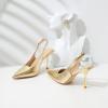 imageRIBONGZ Sexy Slingback Pumps Elegant Dressy Heels for Women Closed Toe Pointy High Heels Wedding Bride Prom Party Evening ShoesGold Scratch