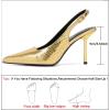 imageRIBONGZ Sexy Slingback Pumps Elegant Dressy Heels for Women Closed Toe Pointy High Heels Wedding Bride Prom Party Evening ShoesGold Stone