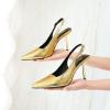 imageRIBONGZ Sexy Slingback Pumps Elegant Dressy Heels for Women Closed Toe Pointy High Heels Wedding Bride Prom Party Evening ShoesGold Stone