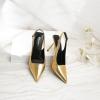 imageRIBONGZ Sexy Slingback Pumps Elegant Dressy Heels for Women Closed Toe Pointy High Heels Wedding Bride Prom Party Evening ShoesGold Stone