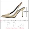 imageRIBONGZ Sexy Slingback Pumps Elegant Dressy Heels for Women Closed Toe Pointy High Heels Wedding Bride Prom Party Evening ShoesGoldpu