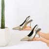 imageRIBONGZ Sexy Slingback Pumps Elegant Dressy Heels for Women Closed Toe Pointy High Heels Wedding Bride Prom Party Evening ShoesGoldpu