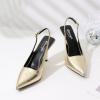 imageRIBONGZ Sexy Slingback Pumps Elegant Dressy Heels for Women Closed Toe Pointy High Heels Wedding Bride Prom Party Evening ShoesGoldpu