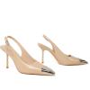 imageRIBONGZ Sexy Slingback Pumps Elegant Dressy Heels for Women Closed Toe Pointy High Heels Wedding Bride Prom Party Evening ShoesNude Sliver