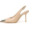 imageRIBONGZ Sexy Slingback Pumps Elegant Dressy Heels for Women Closed Toe Pointy High Heels Wedding Bride Prom Party Evening ShoesNude Sliver
