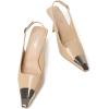 imageRIBONGZ Sexy Slingback Pumps Elegant Dressy Heels for Women Closed Toe Pointy High Heels Wedding Bride Prom Party Evening ShoesNude Sliver