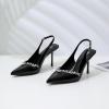 imageRIBONGZ Sexy Slingback Pumps Elegant Dressy Heels for Women Closed Toe Pointy High Heels Wedding Bride Prom Party Evening ShoesRhinestone Black