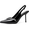 imageRIBONGZ Sexy Slingback Pumps Elegant Dressy Heels for Women Closed Toe Pointy High Heels Wedding Bride Prom Party Evening ShoesRhinestone Black