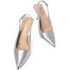imageRIBONGZ Sexy Slingback Pumps Elegant Dressy Heels for Women Closed Toe Pointy High Heels Wedding Bride Prom Party Evening ShoesSilver Scratch