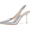 imageRIBONGZ Sexy Slingback Pumps Elegant Dressy Heels for Women Closed Toe Pointy High Heels Wedding Bride Prom Party Evening ShoesSilver Scratch