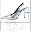 imageRIBONGZ Sexy Slingback Pumps Elegant Dressy Heels for Women Closed Toe Pointy High Heels Wedding Bride Prom Party Evening ShoesSilver Stone