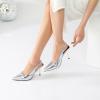imageRIBONGZ Sexy Slingback Pumps Elegant Dressy Heels for Women Closed Toe Pointy High Heels Wedding Bride Prom Party Evening ShoesSilver Stone