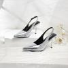 imageRIBONGZ Sexy Slingback Pumps Elegant Dressy Heels for Women Closed Toe Pointy High Heels Wedding Bride Prom Party Evening ShoesSilver Stone