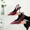 imageRIBONGZ Slingback Heels for Women Closed Pointed Toe Stiletto High Heeled with Buckle Patent Leather Heels Wedding Sexy Pumps Bride Prom Dating Party Working Dress ShoesBurgundybuckle