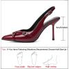 imageRIBONGZ Slingback Heels for Women Closed Pointed Toe Stiletto High Heeled with Buckle Patent Leather Heels Wedding Sexy Pumps Bride Prom Dating Party Working Dress ShoesBurgundybuckle