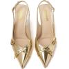 imageRIBONGZ Slingback Heels for Women Closed Pointed Toe Stiletto High Heeled with Buckle Patent Leather Heels Wedding Sexy Pumps Bride Prom Dating Party Working Dress ShoesGoldbuckle