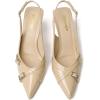 imageRIBONGZ Slingback Heels for Women Closed Pointed Toe Stiletto High Heeled with Buckle Patent Leather Heels Wedding Sexy Pumps Bride Prom Dating Party Working Dress ShoesNudebuckle
