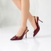 imageRIBONGZ Slingback Heels for Women Closed Pointed Toe Stiletto High Heeled with Buckle Patent Leather Heels Wedding Sexy Pumps Bride Prom Dating Party Working Dress ShoesBurgundybuckle