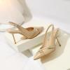 imageRIBONGZ Slingback Heels for Women Closed Pointed Toe Stiletto High Heeled with Buckle Patent Leather Heels Wedding Sexy Pumps Bride Prom Dating Party Working Dress ShoesNudebuckle