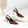 imageRIBONGZ Slingback Heels for Women Closed Pointed Toe Stiletto High Heeled with Buckle Patent Leather Heels Wedding Sexy Pumps Bride Prom Dating Party Working Dress ShoesBurgundybuckle