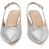 imageRIBONGZ Slingback Heels for Women Kitten Heels Closed Pointed Toe Ankle Strap Low Heeled Sexy Pumps Wedding Bride Guest Party Evening Prom Formal Herls Dressy ShoesSilver Matte