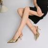 imageRIBONGZ Slingback Heels for Women Kitten Heels Closed Pointed Toe Ankle Strap Low Heeled Sexy Pumps Wedding Bride Guest Party Evening Prom Formal Herls Dressy ShoesGold Patent