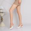 imageRIBONGZ Slingback Heels for Women Kitten Heels Closed Pointed Toe Ankle Strap Low Heeled Sexy Pumps Wedding Bride Guest Party Evening Prom Formal Herls Dressy ShoesWhite