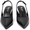imageRIBONGZ Slingback Heels for Women Kitten Heels Closed Pointed Toe Ankle Strap Low Heeled Sexy Pumps Wedding Bride Guest Party Evening Prom Formal Herls Dressy ShoesBlack Patent