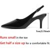 imageRIBONGZ Slingback Heels for Women Kitten Heels Closed Pointed Toe Ankle Strap Low Heeled Sexy Pumps Wedding Bride Guest Party Evening Prom Formal Herls Dressy ShoesBlack Patent