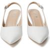 imageRIBONGZ Slingback Heels for Women Kitten Heels Closed Pointed Toe Ankle Strap Low Heeled Sexy Pumps Wedding Bride Guest Party Evening Prom Formal Herls Dressy ShoesWhite
