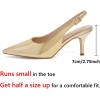 imageRIBONGZ Slingback Heels for Women Kitten Heels Closed Pointed Toe Ankle Strap Low Heeled Sexy Pumps Wedding Bride Guest Party Evening Prom Formal Herls Dressy ShoesGold Patent